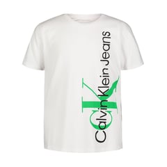 CALVIN KLEIN - Camiseta Para Niño Con Logo Vertical Blanco