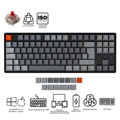 KEYCHRON - Teclado Mecánico K8 RGB Hotswappable ISO español switch red