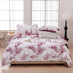 STANZIA HOME - TENDIDO ACOLCHADO ROMA PRINT RAMILLETE GRANATE DOBLE