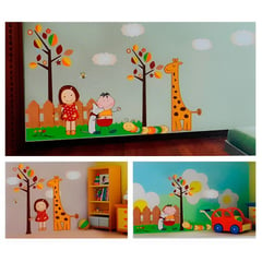 GENERICO - VINILO DECORATIVO ADHESIVO PARA PARED INFANTIL JIRAFA