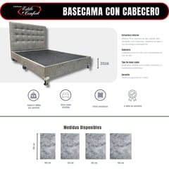 ESTILO Y CONFORT - Basecama y Cabecero 140x190 Gris Especial