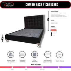 ESTILO Y CONFORT - Basecama y Cabecero 140x190 Negro