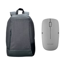 MULTILASER - Combo Morral Universitario Para Portatil Mouse Inalámbrico