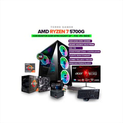 AMD - Pc GAMER Ryzen 7 5700G/ RAM 64GB/ SSD 1TB + MONITOR ACER NITRO 24" IPS 180Hz