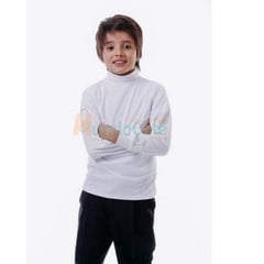 GENERICO - Buzo Blanco Cuello Torturga Algodón Niños Escolar Uniforme