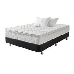 COLCHONES FANTASIA - Combo Colchón Queen Active plus Base cama 2 almohadas 160x190