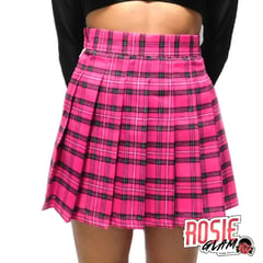 ROSIEGLAM - Falda Fucsia Escocesa