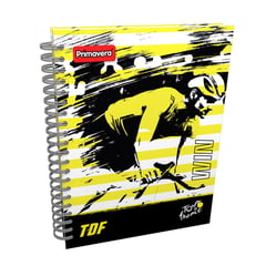 PRIMAVERA - Cuaderno Argollado Pasta Dura Grande Tour de Francia Win Fondo Amarillo 5 Materias Hojas Mixtas