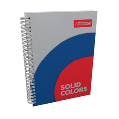 PRIMAVERA - Cuaderno Argollado Pasta Dura Grande Solid Colors Gris - Azul - Rojo 7 Materias Hojas Cuadriculadas