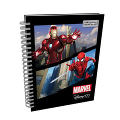 PRIMAVERA - Cuaderno Argollado Pasta Dura Grande Avengers Iron Man & Spiderman Disney 100 7 Materias Hojas Cuadriculadas