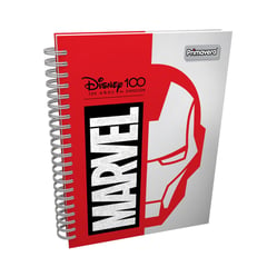 PRIMAVERA - Cuaderno Argollado Pasta Dura Grande Iron Man Silueta Roja Disney 100 7 Materias Hojas Cuadriculadas