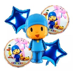 GENERICO - Globos Metalizados De Pocoyo Decoración Fiesta X5 Pcs