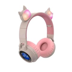 GENERICO - AUDÍFONOS DIADEMA BLUETOOTH OREJAS DE GATO FM MICRO Y LUCES