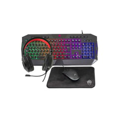 KALLEY - Combo alámbrico tecladomouse audífonos padmouse gaming negro