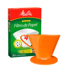 MELITTA - Portafiltro Naranja (Tamaño #4) con 30 filtros