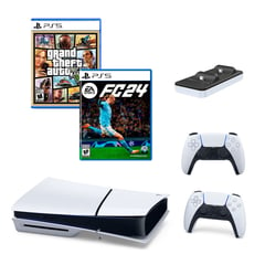 SONY - Consola Playstation 5 1TB Slim PS5+2Controles+Fc24+GtaV+CargadorDobe