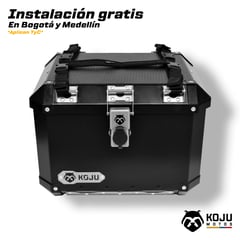 KOJU - Maletero en aluminio para moto-37L NEGRO con accesorios