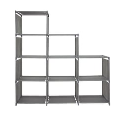 BIG ROOM - Mueble Zapatero Organizador Apilable 9 Espacios 4 niveles - Gris