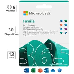 MICROSOFT - Office 365 Familia 12 Meses 6 Usuarios 30 Dispositivos
