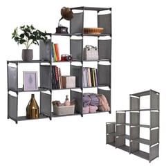 BIG ROOM - Mueble Organizador Librero portatil 9 espacios 4 niveles - Gris - Talla única