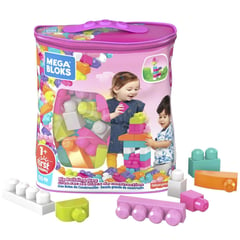 MEGA BLOKS - Bolsa de Construccion Rosa 60 Piezas