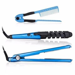 GENERICO - Combo Plancha Cabello Nano Titanium Rizador Profesional Y Peine