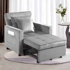 ESTILO RELAX - SOFA CAMA BERLIN- SILLA 3 EN 1 -RECLINABLE- GRIS CLARO-ESTILO RELAX®