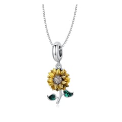 ALHAJAS - Collar Cadena Para Mujer Dije Flor Girasol En Plata 925