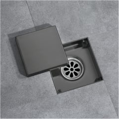 GENERICO - Rejilla Acero Negro 10 Cm Antirretorno Antiolor Hidden-baño