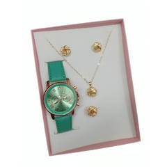 VANIDADES COLLECTIONS - Kit Reloj Verde Para Mujer Juego De Collar Aretes Verde