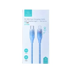 USAMS - Cable Para iPhone a Tipo C 30W PD 120 cm Azul con Led