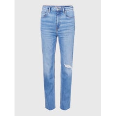 TOMMY HILFIGER - Jeans Classics Rectos De Talle Alto Desgastados Mujer Azul