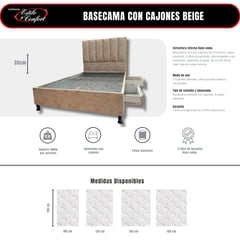 ESTILO Y CONFORT - Basecama con Cajones + Cabecero Beige 120x190