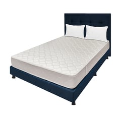 DORMILANDIA - Combo colchón doble 140x190 espumado multisleep azul base cama entera cabecero almohadas