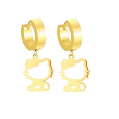 GENERICO - Aretes Candonga Hello Kitty Acero Inoxidable