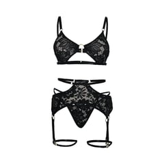 ELECTRIK LINGERIE - Trio Cristal en Blonda con Liguero