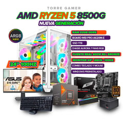 AMD - TORRE GAMER RYZEN 5 8500G/ 32GB RAM 1TB SSD/ A620/CHASIS 7FAN/ MONITOR 24" 100HZ