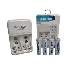 GENERICO - Combo Cargador + 4 Pilas Aa 1500mah Marca Beston