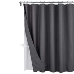 CASATUA - Cortina Baño Ducha 100% Impermeable con Iman y Forro - Gris