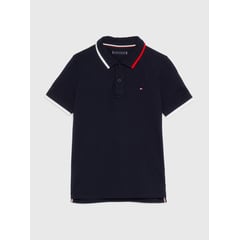 TOMMY HILFIGER - Polo De Corte Regular Con Cuello Ribeteado Niño Azul