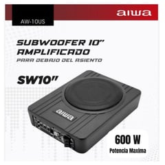 AIWA - Subwoofer Para Carro Plano Bajo Amplificado 600 W 10 Pulgadas