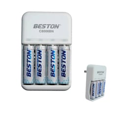 BESTON - Cargador con 4 Baterías AA Recargable Beston