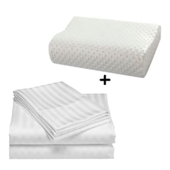 VARIOUS - Juego Sabanas Cama Queen blanco Mas 1 Almohada Aloe Viscoelastica