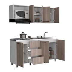 RTA DESIGN - Cocina Integral 180 Blanco Duqueza y Bardolino, Incluye Mesón Derecho