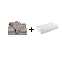 VARIOUS - Juego Sabanas Cama Doble Gris Mas 1 Almohada Aloe Viscoelastica