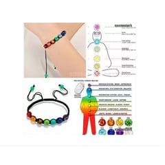 GENERICO - Pulsera 7 Chakras Cuarzos Tejida Unisex + Estuche Tureloj