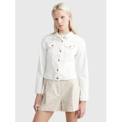 TOMMY HILFIGER - Chaqueta Vaquera Blanca De Corte Slim Mujer Blanco