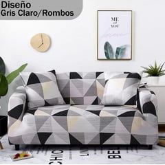 GENERICO - Funda Forro Para Sofá Protector Mueble Sala 3 Puesto Gris/Rombos