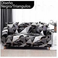 GENERICO - Funda Forro Para Sofá Protector Mueble Sala 3 Puesto Negro/Triangulos