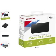 TOSHIBA - Disco duro externo 4tb canvio basics, usb 3.0 negro